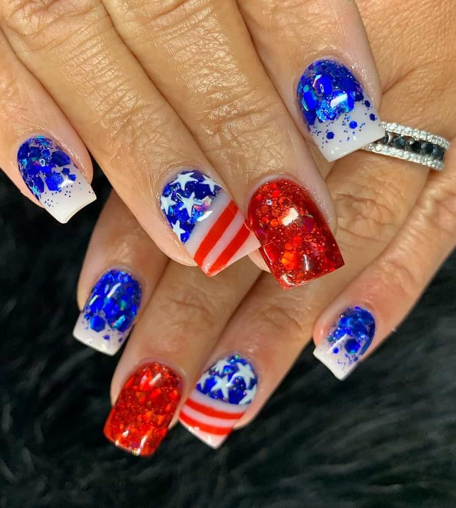patriotic square nail design