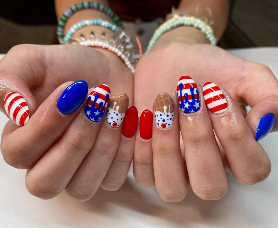 patriotic oval nails