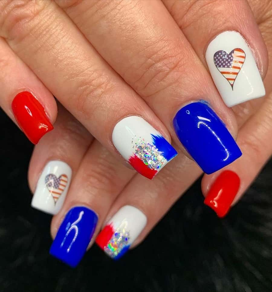 patriotic square nails