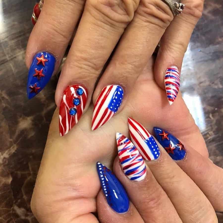 patriotic stiletto nails