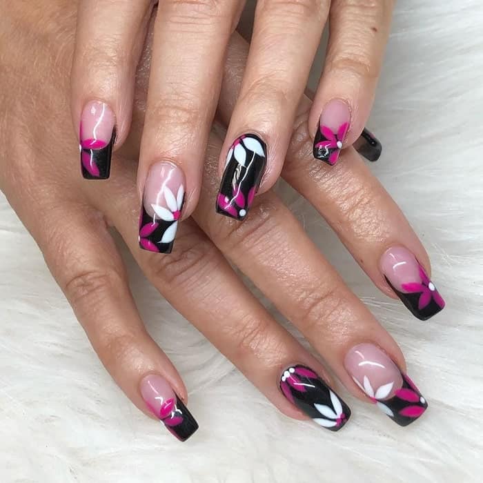 31 Hot Pink And Black Nail Designs for A Unique Look in 2021