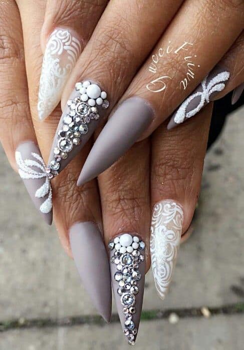 Gorgeous stiletto nail design for wedding