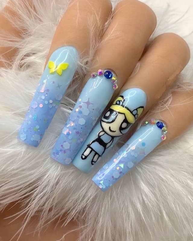 cute long square nails