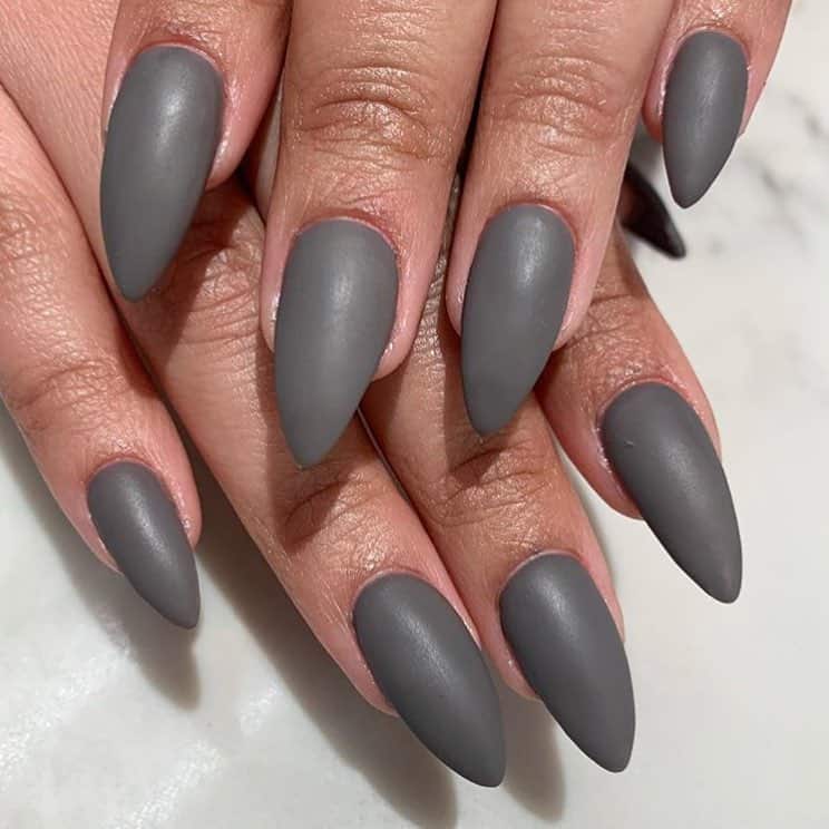 matte stiletto gray nails