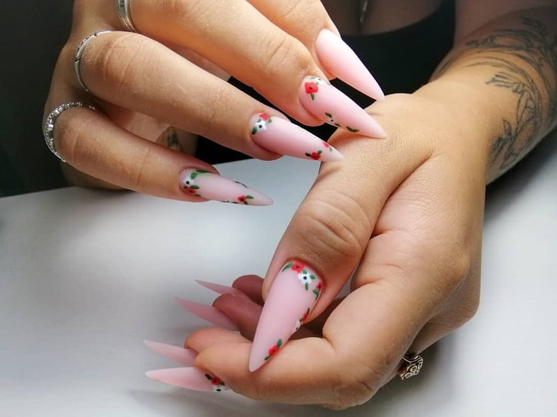 10. Matte Stiletto Acrylic Nails with French Tip - wide 9