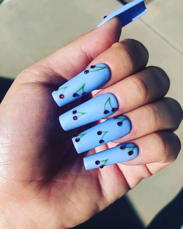 winter acrylic long square nails