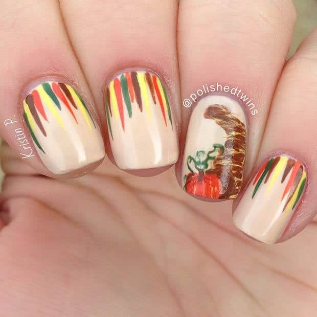 Nail Art With Thanksgiving Colors