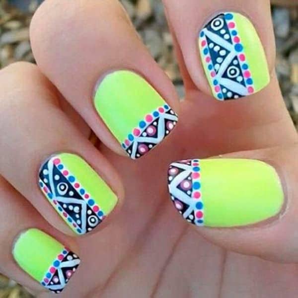 Neon Abstract Nail Art