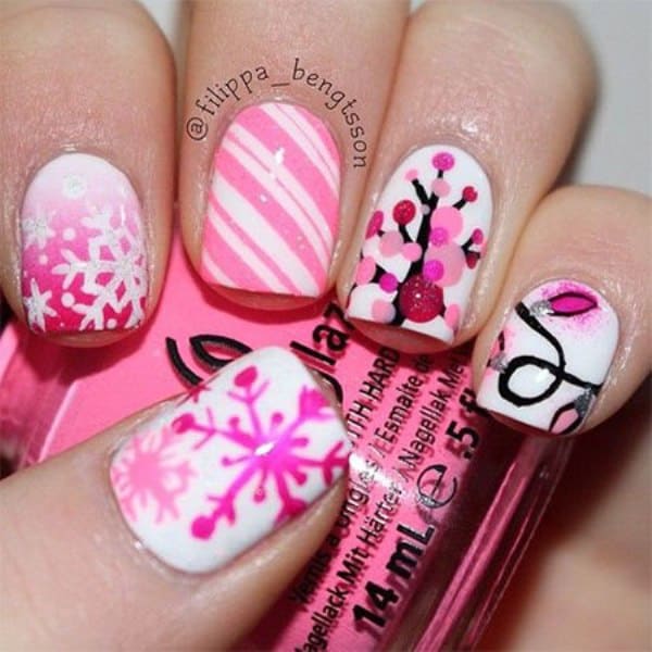 Snowy Pink Nail Art