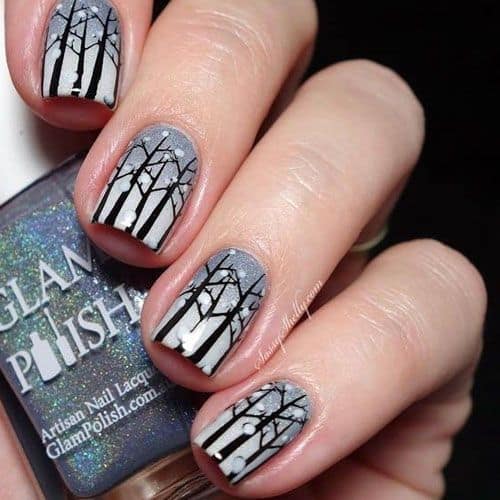 Black Forest nail Design for Winter