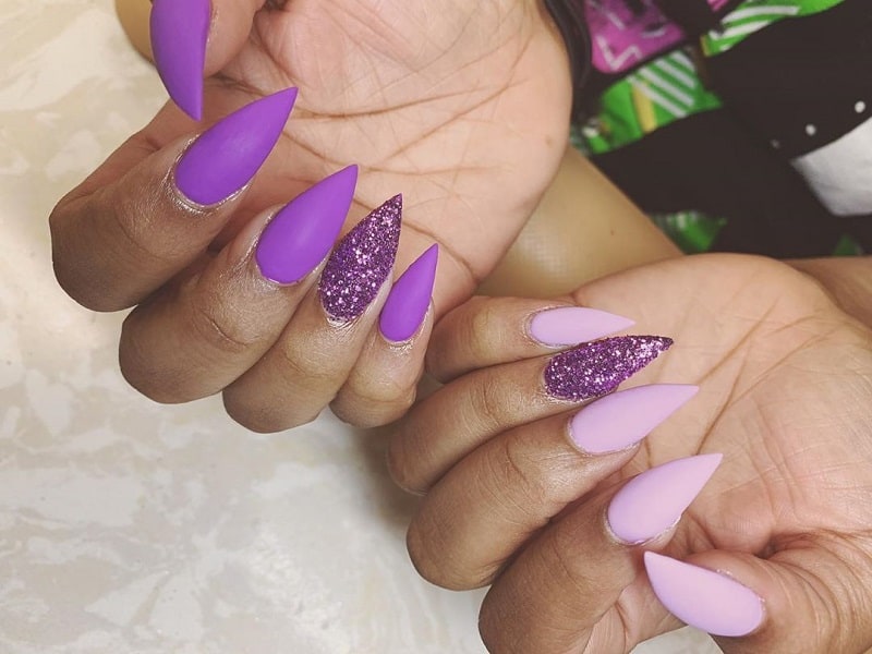 purple stiletto nails