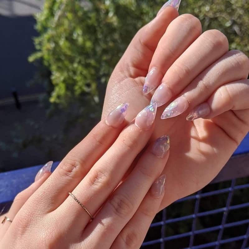 small nude stiletto nails