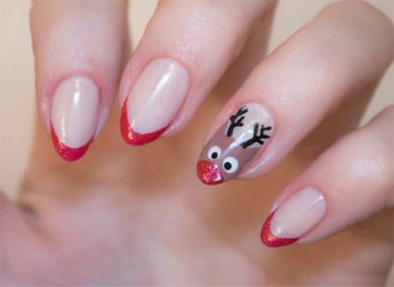 Rudolf Reindeer nail art