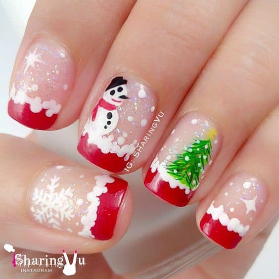 nail design with snowman