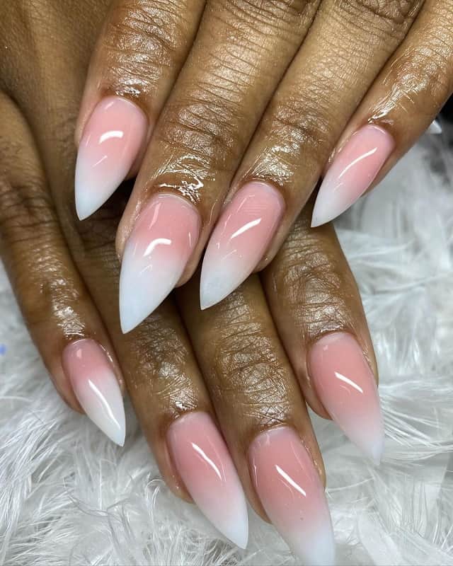 nude color pink stiletto nails