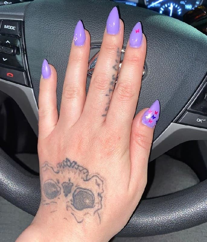 short stiletto purple nails
