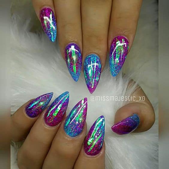 Acrylic short stiletto nails