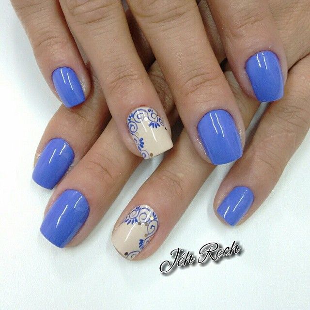 Blue Accent Nail Design