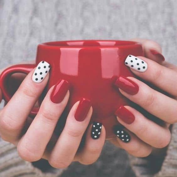 Red Color Square Round Nail