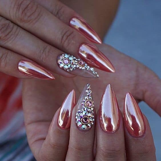 Glossy stiletto nail design