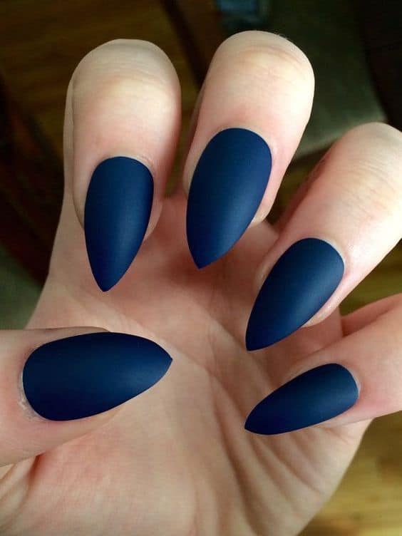 Blue Matte Nail Design