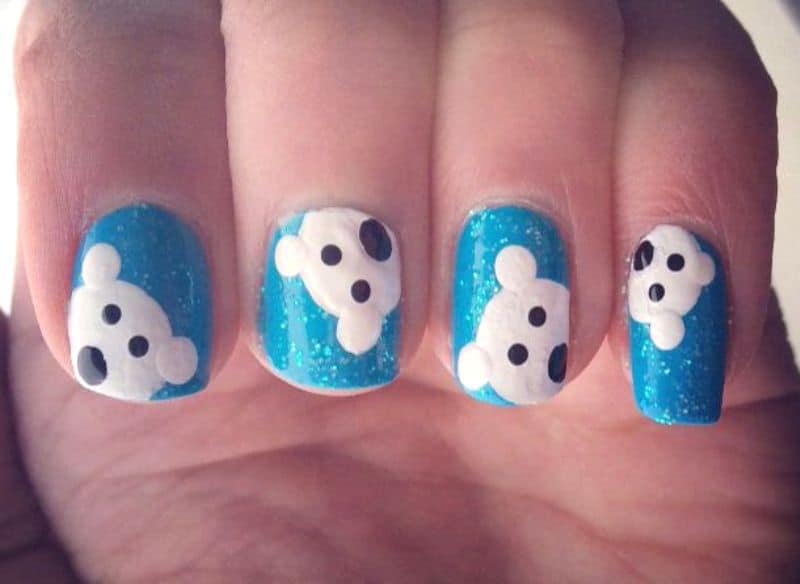 polar bear winter nail design