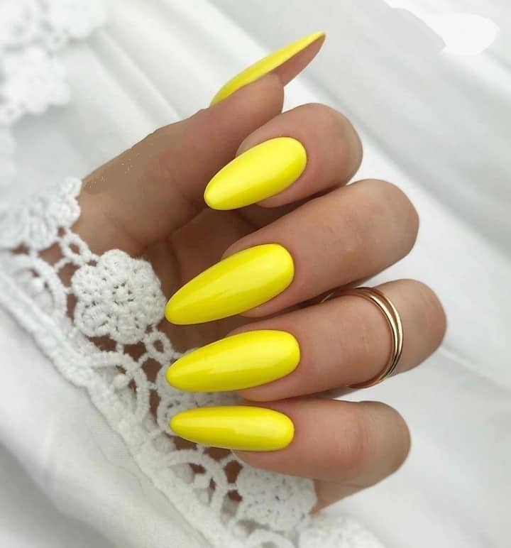 long almond yellow nails