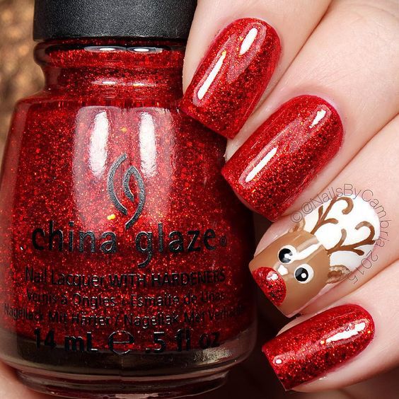 reindeer nail art for winter