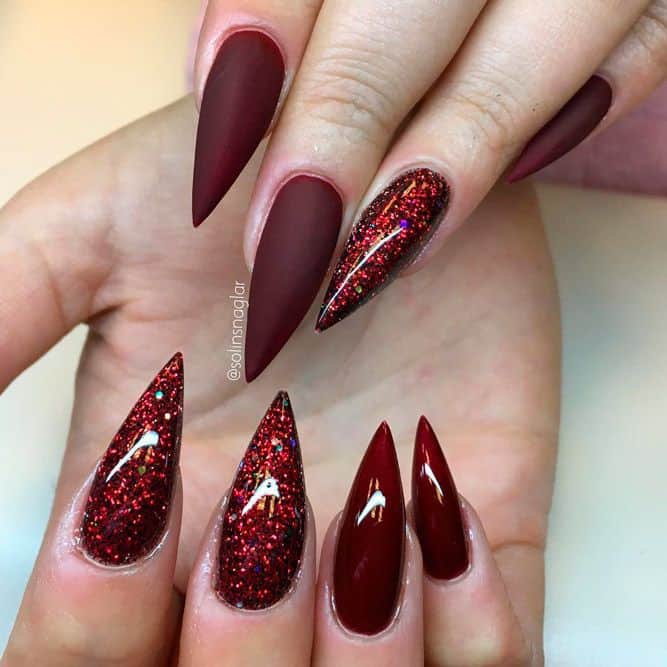 Matte Stiletto nail design