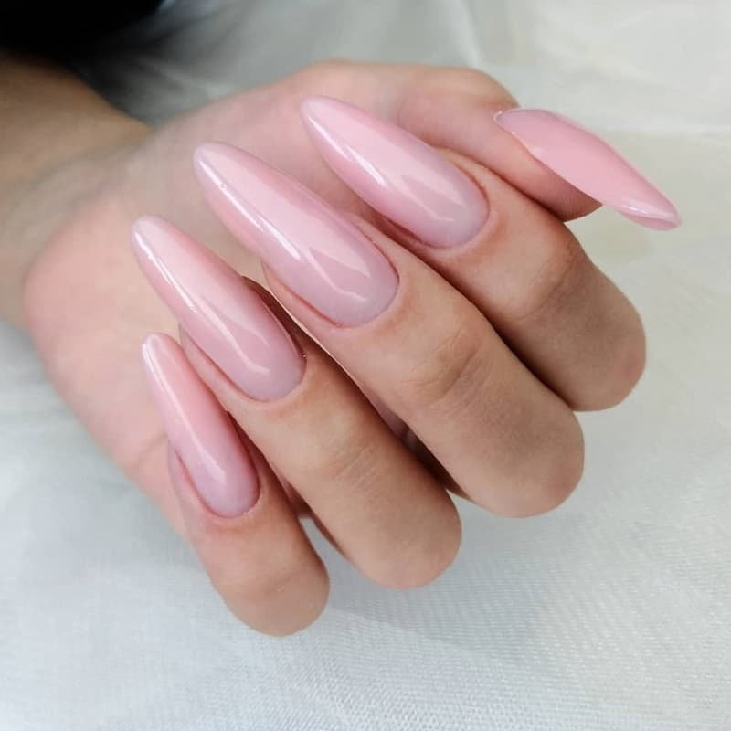 nude long almond nails