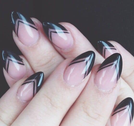 30 Eye Catching Black Tip Nails That Are Simply Elegant