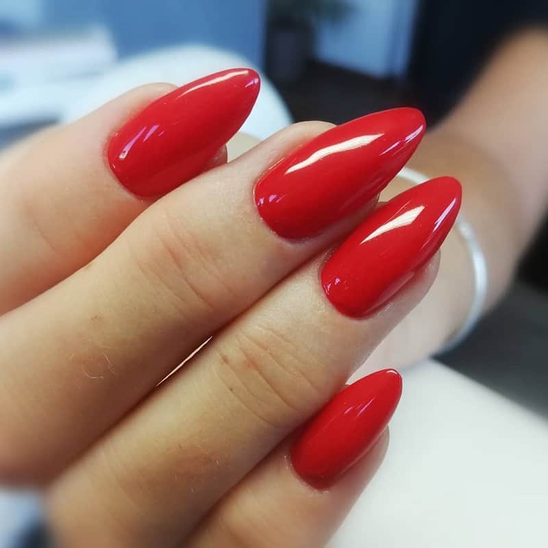 long almond red nails