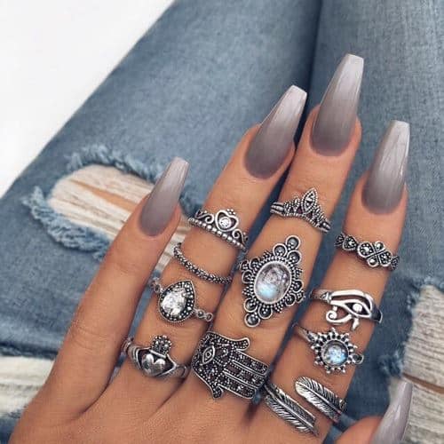 Gray Ballerina Nails