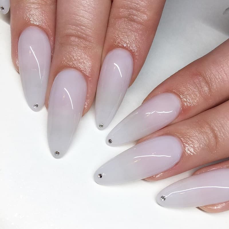 long almond white nails