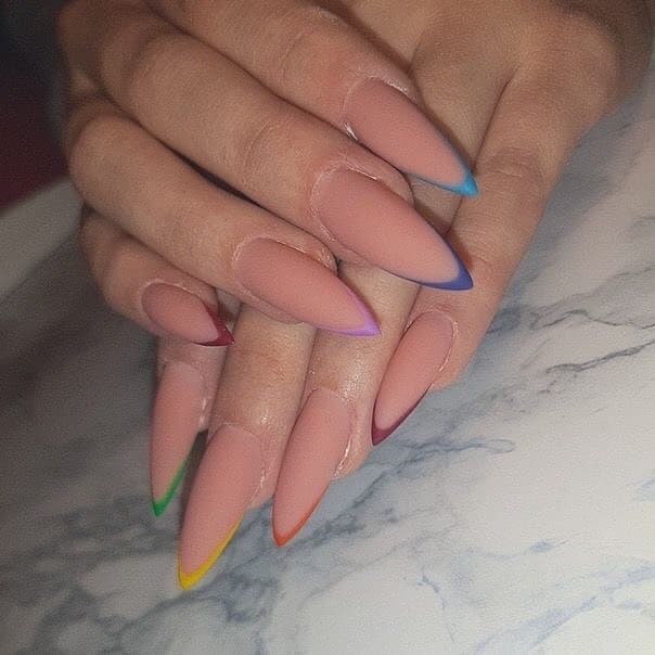 matte stiletto nude nails