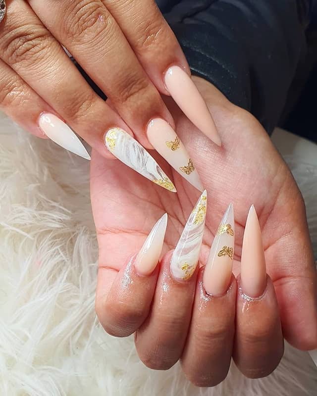 nude stiletto nails design