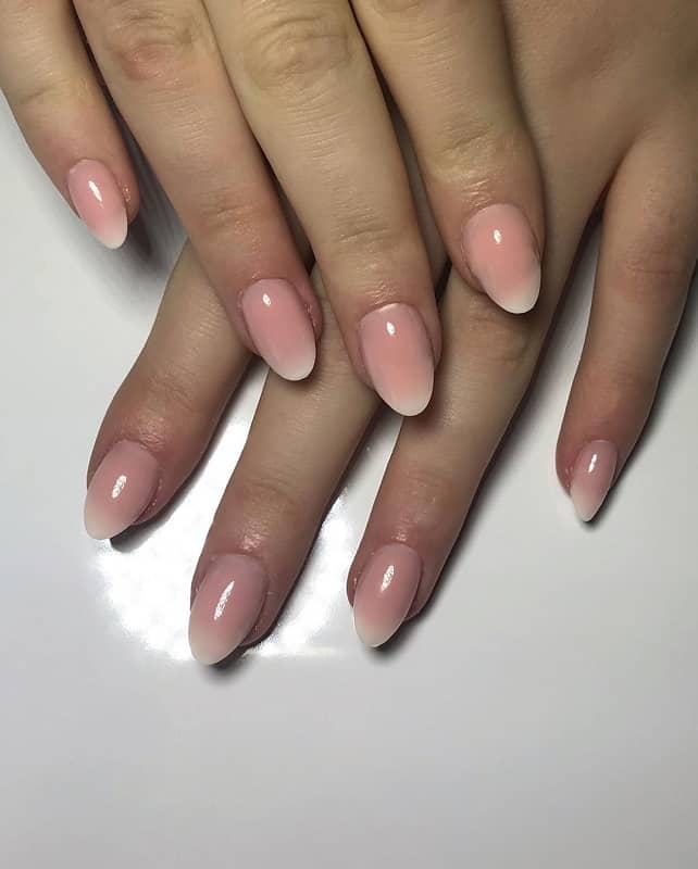 short oval pink and white nails