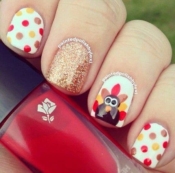 polka dot and turkey Nail Design