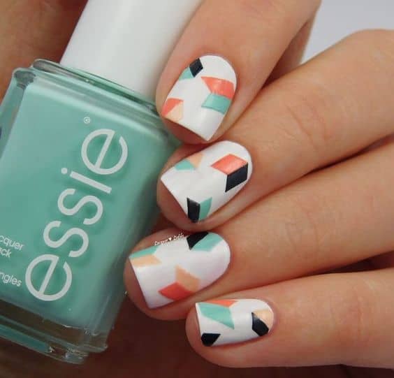 Different Pattern on Square Acrylic Nail