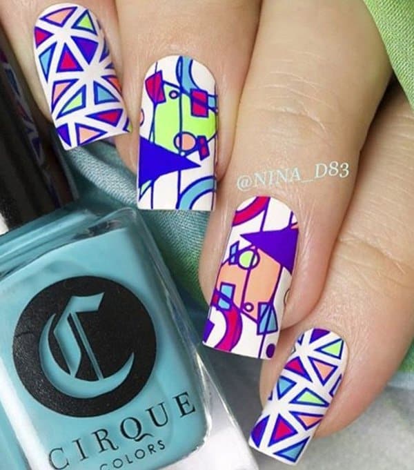 Geometric Patterned Abstract Nail Art