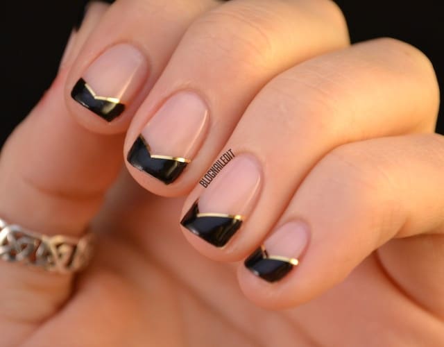 black tip nail designs