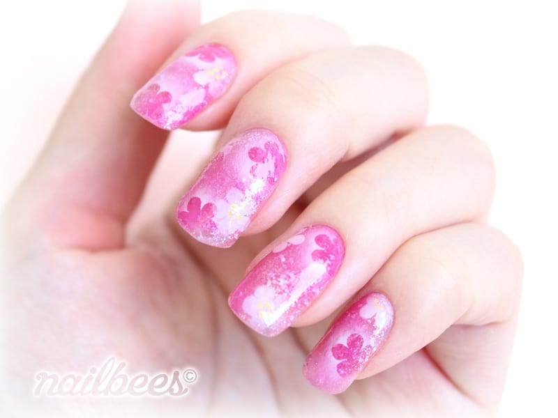 Floral Pink Airbrush Nail Art