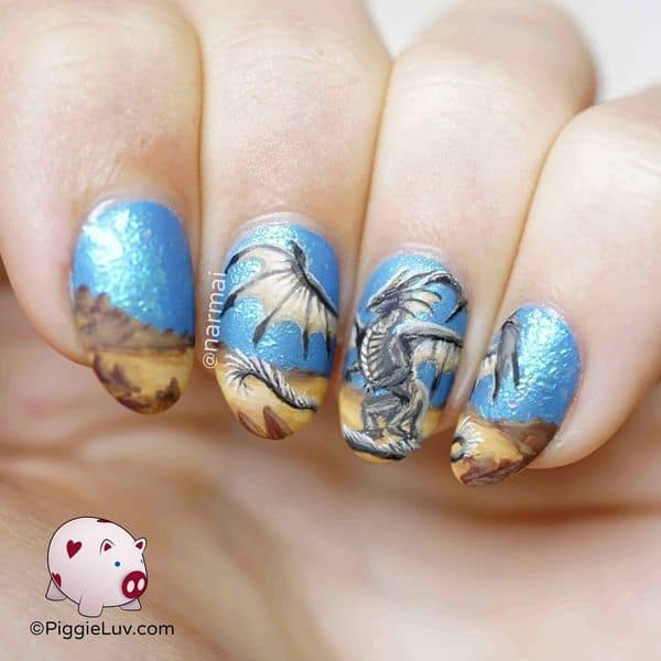 Dragon Round Nail Design