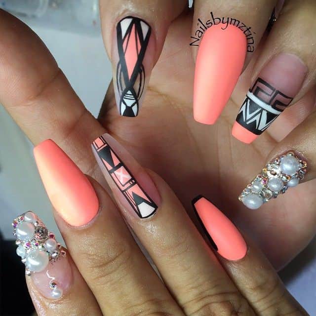 Tribal design on Ballerina Nail