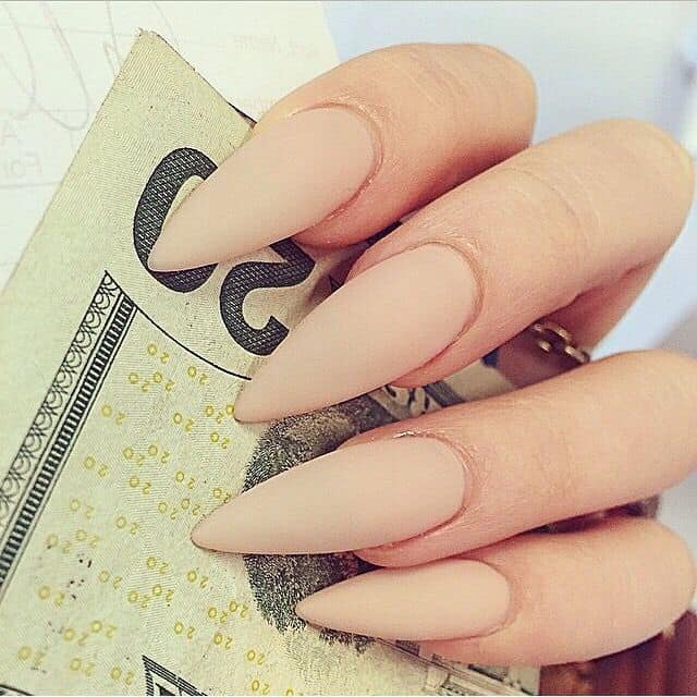 nude color stiletto nails