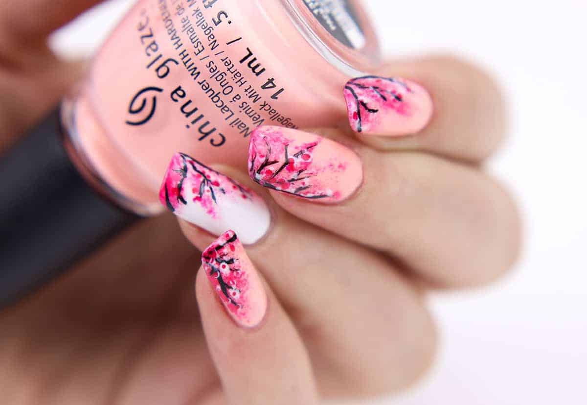 20 Charming Cherry Blossom Nail Art