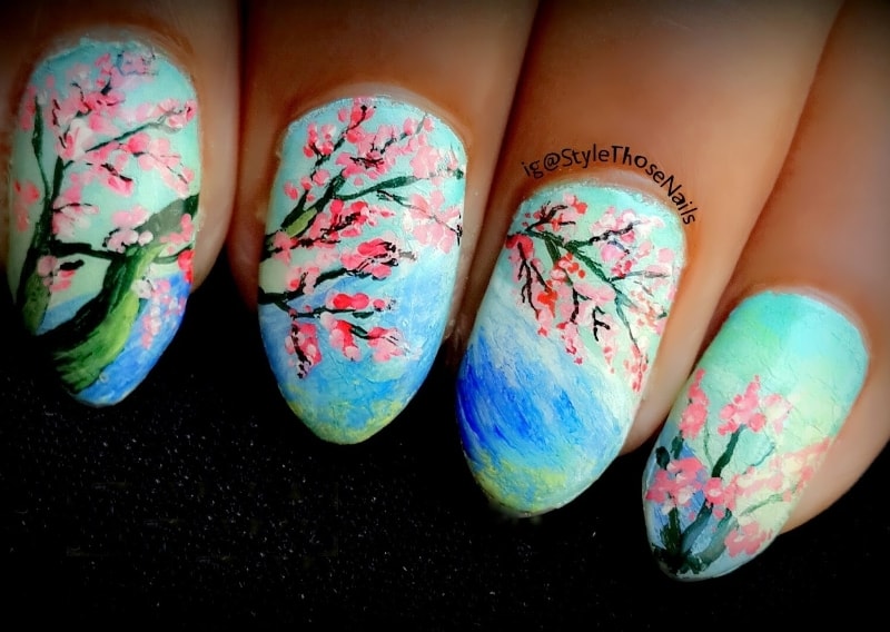  Peinture à ongles en fleurs de cerisier 