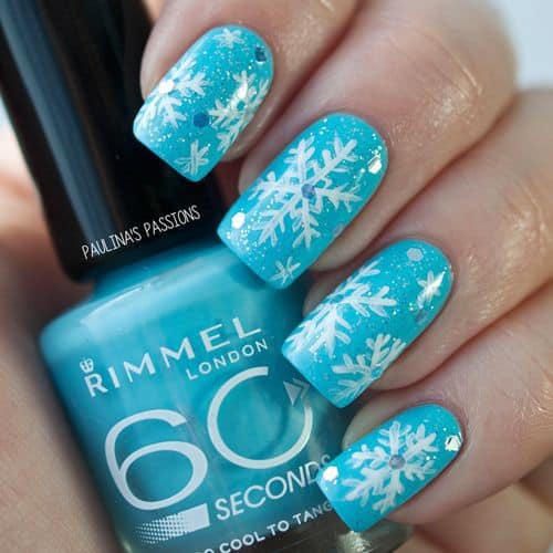 Blue Snowflake Nail Design