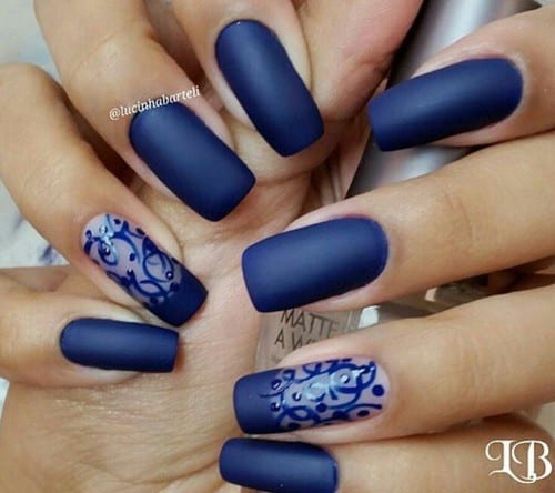 Navy Blue Accent Nail 