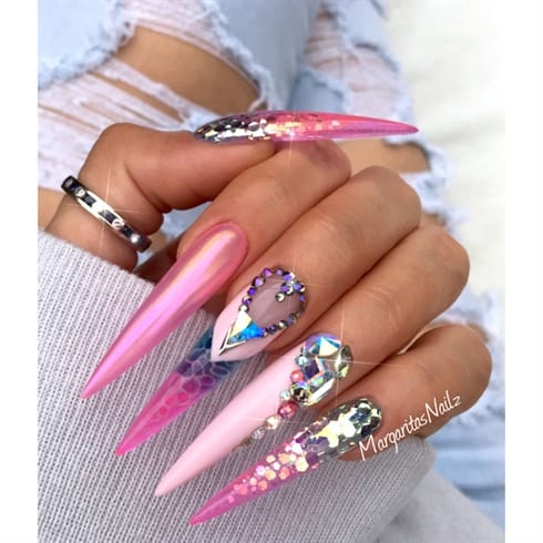 Gorgeous pinkish stiletto nail design